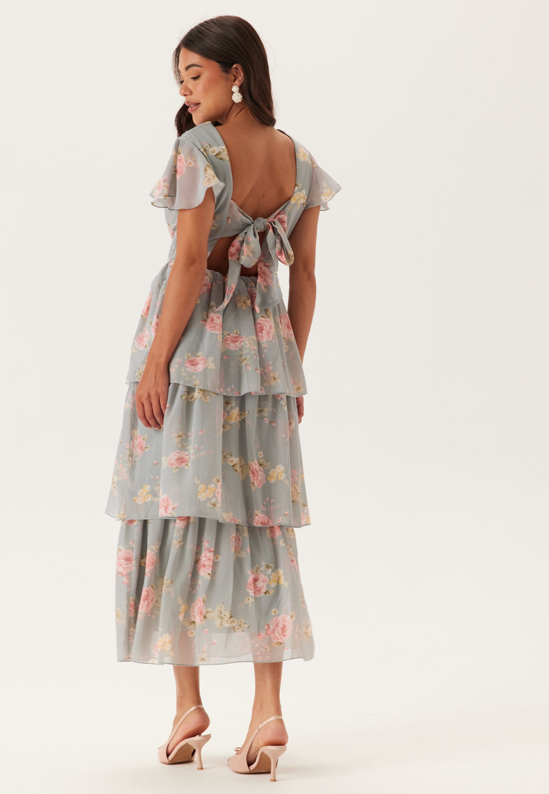 Bubbleroom Occasion Butterfly Sleeve Flounce Dress
