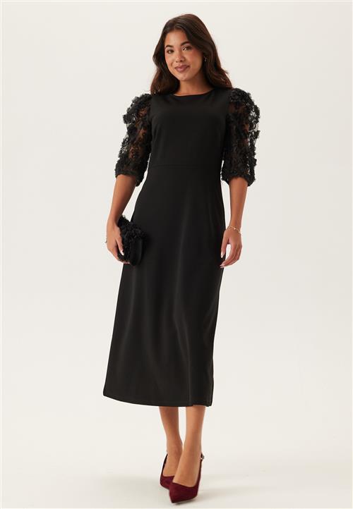 Happy Holly 3D Floral Sleeve Midi Dress