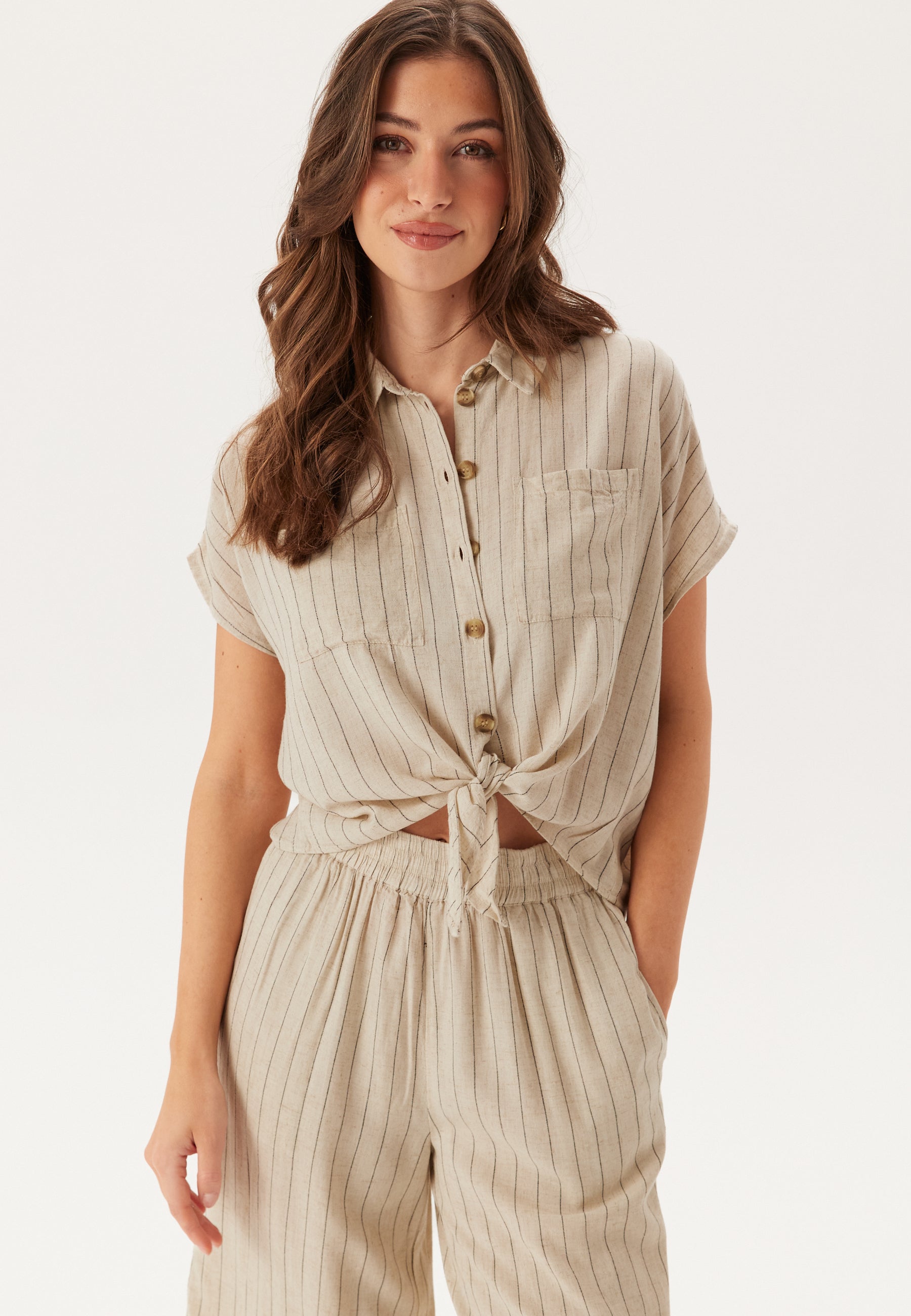 PIECES Pcpia Ss Tie Shirt Wvn Noos