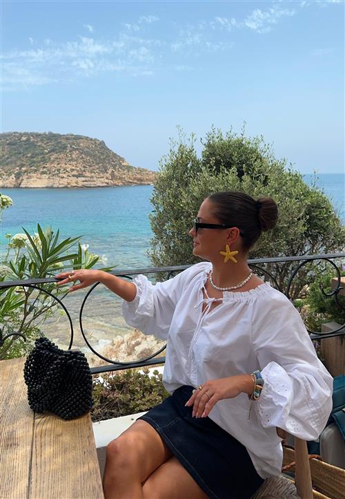 BUBBLEROOM Broderie Anglaise Tie Blouse