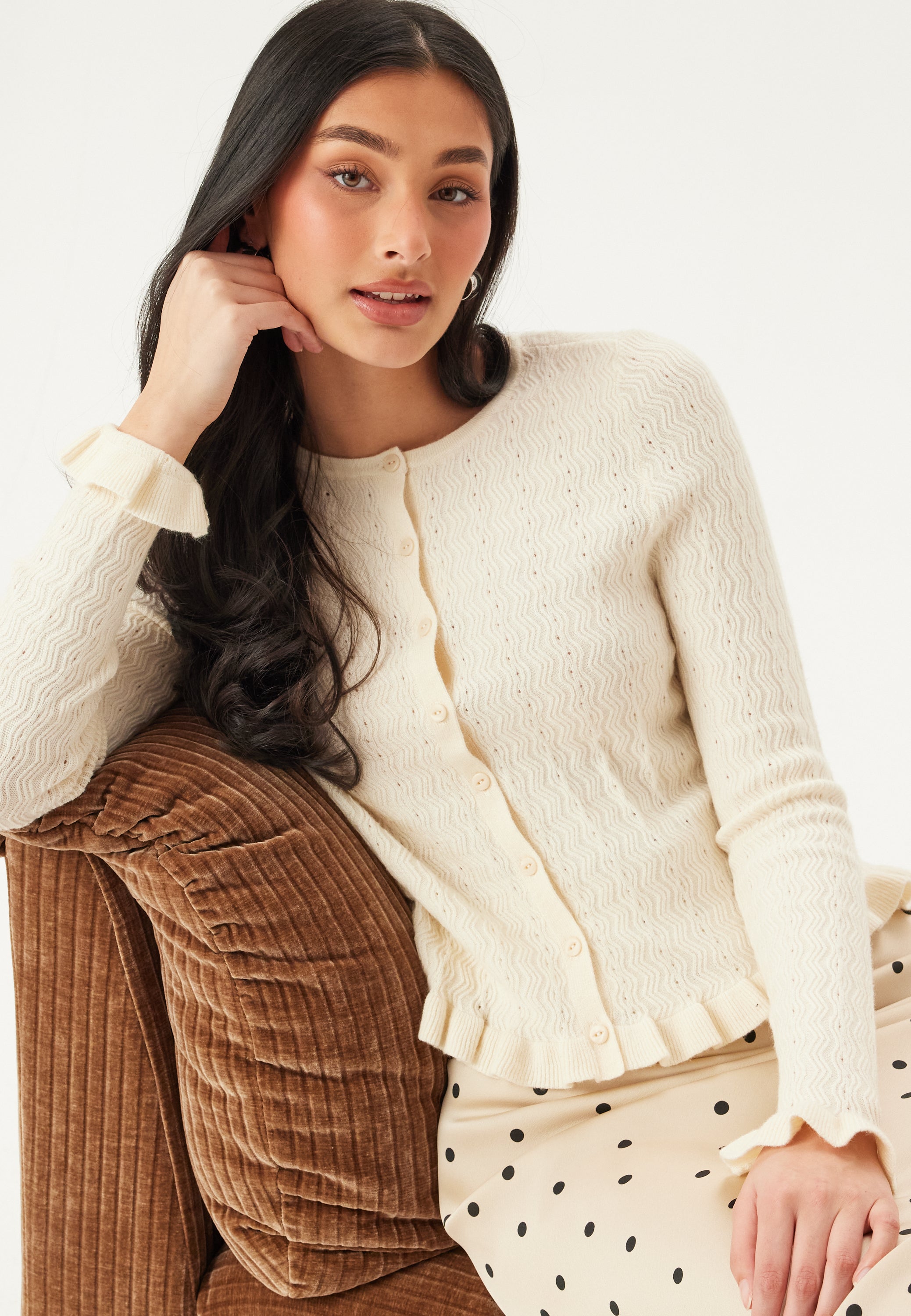 Pieces Onlibi Ls O-neck Frill Cardi