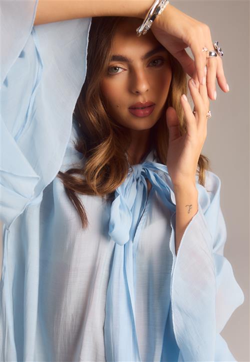 BUBBLEROOM Wide Sleeve Bow Blouse