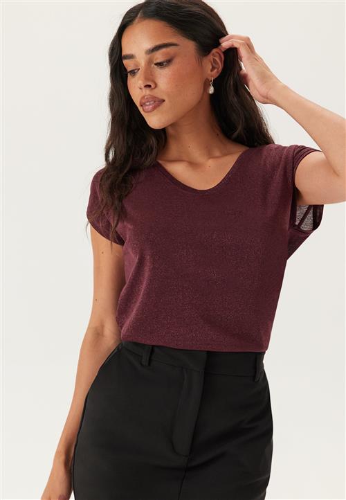 ONLY Onlsilvery S/S V Neck Lurex Top