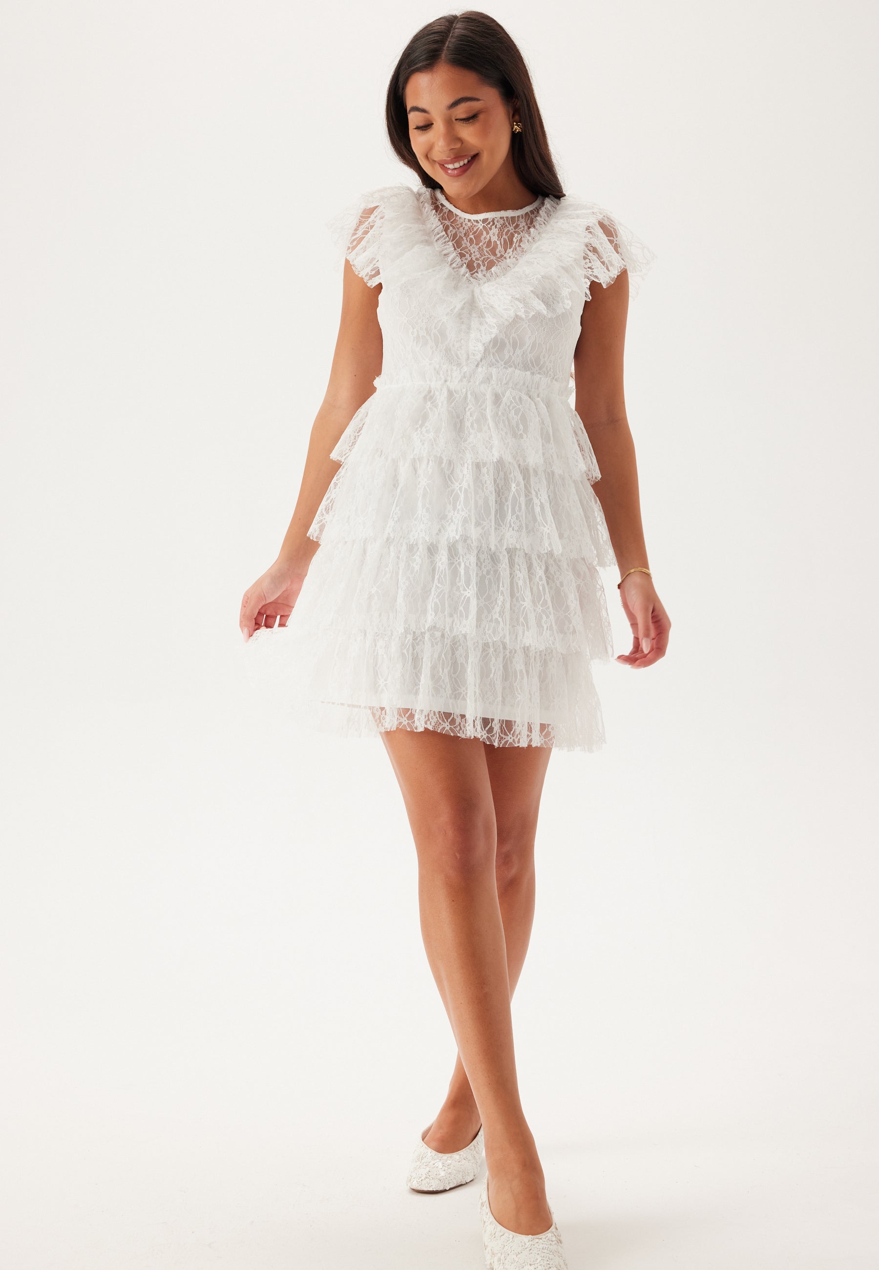 Bubbleroom Occasion Lace Frill Short Dress