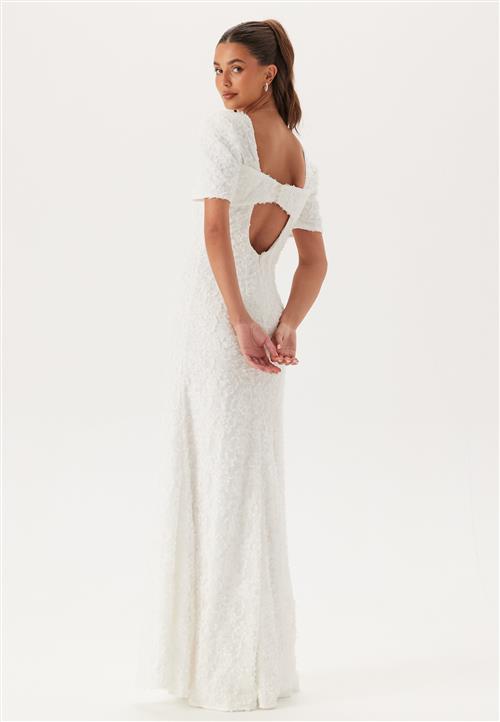 Bubbleroom Occasion Short Sleeve 3D Floral Wedding Gown