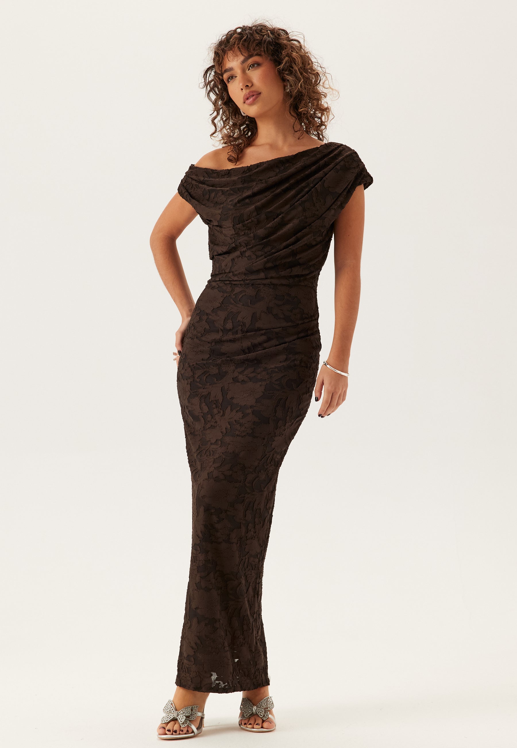 BUBBLEROOM OCCASION Asymmetric Jacquard Stretch Ankle Dress
