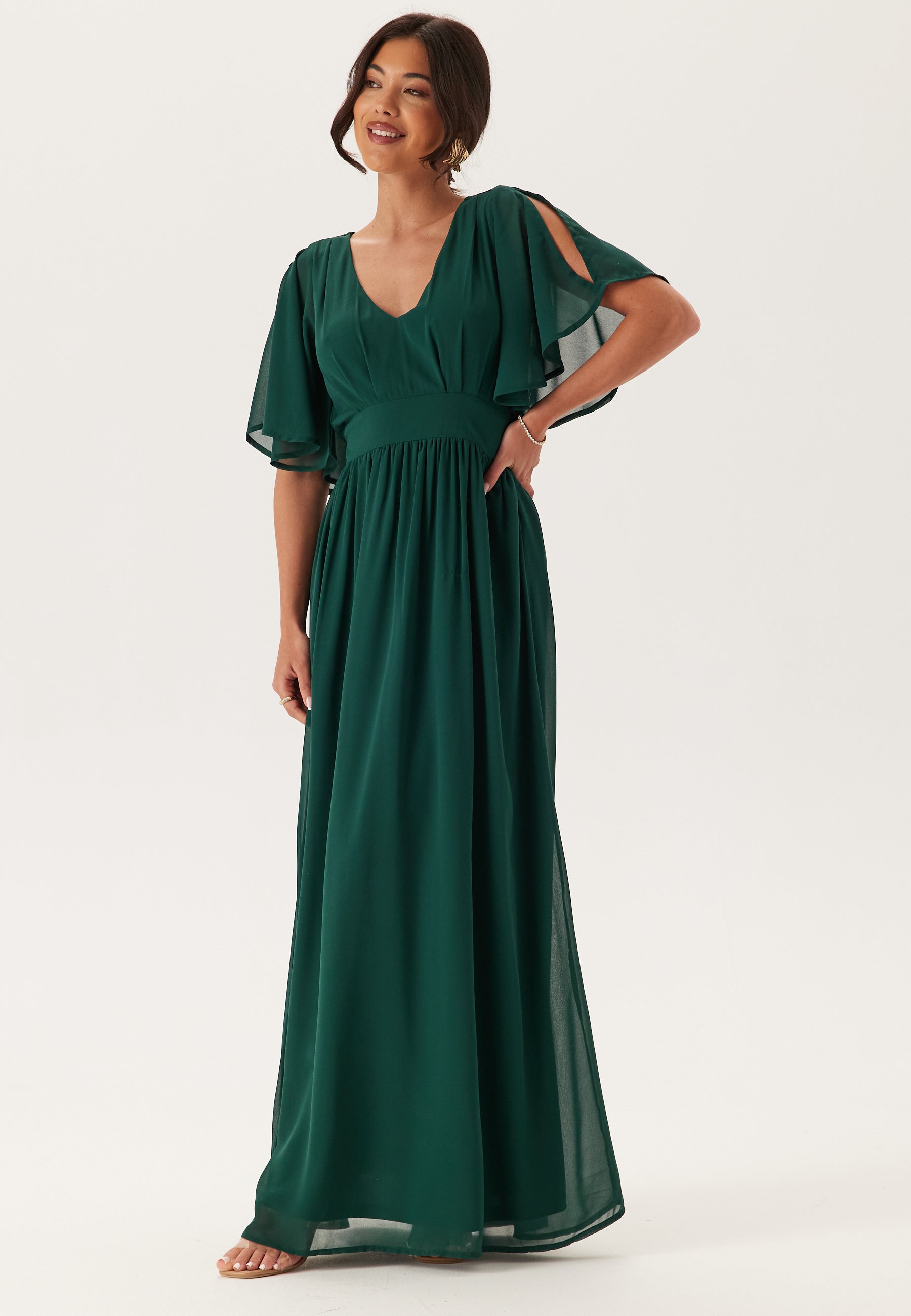 Bubbleroom Occasion Butterfly Sleeve Chiffon Gown
