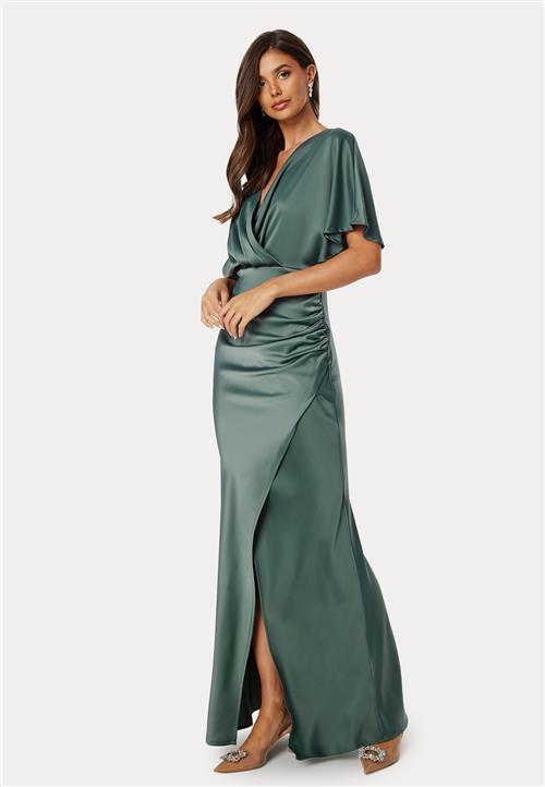 Bubbleroom Occasion Wrap Satin Gown