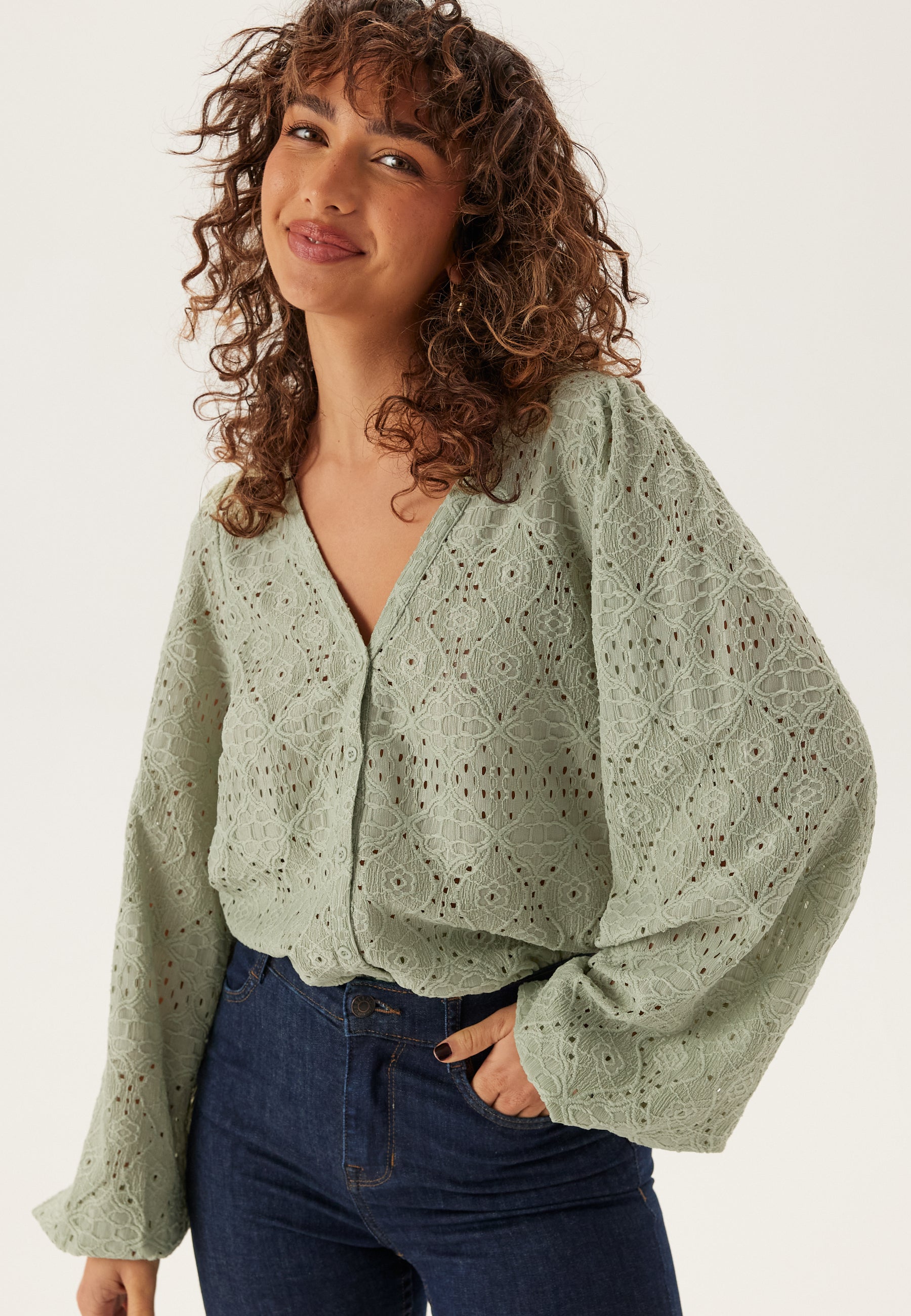 BUBBLEROOM Volume Sleeve Button Blouse