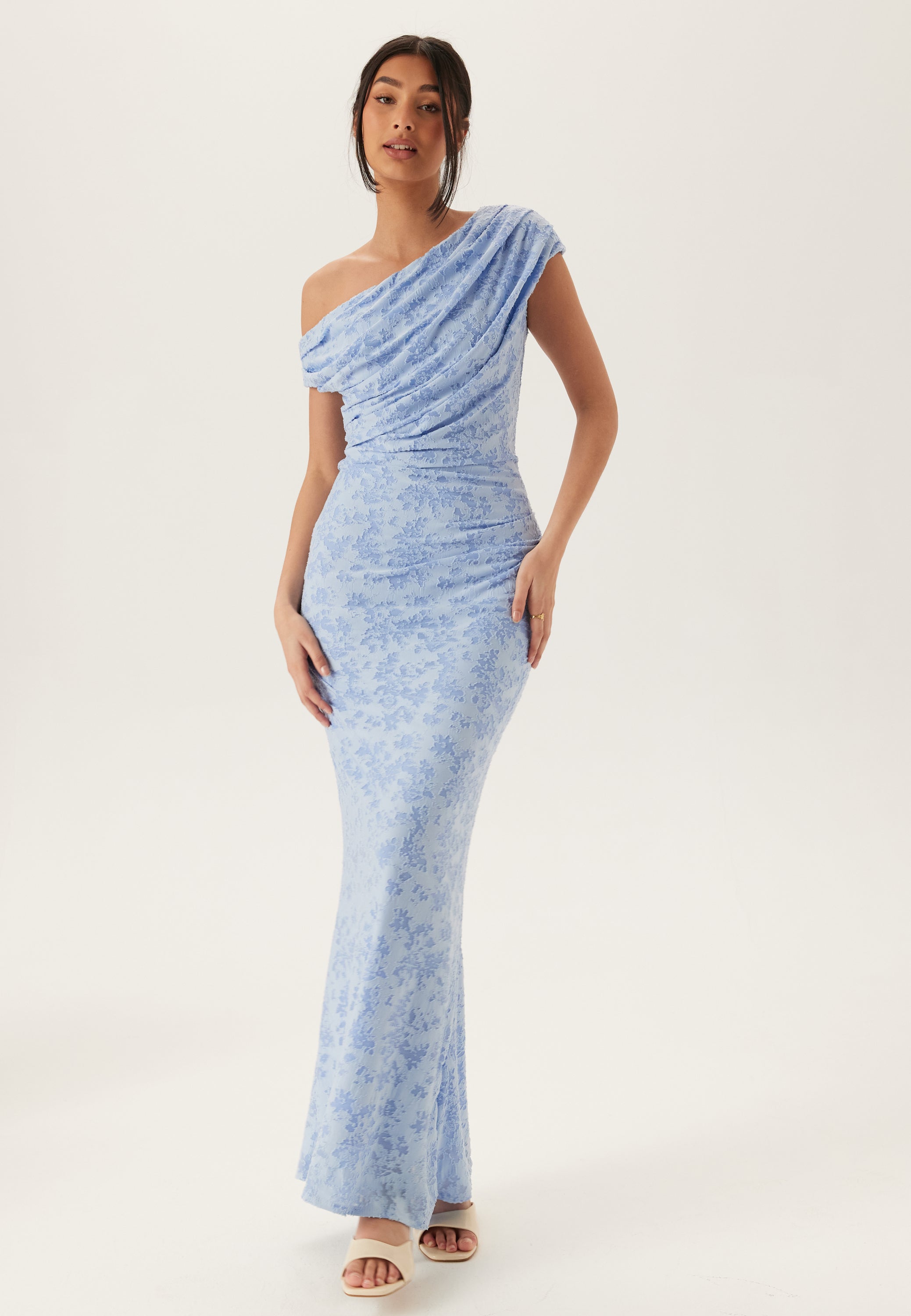 Bubbleroom Occasion Asymmetric Draped Burnout Maxi Dress