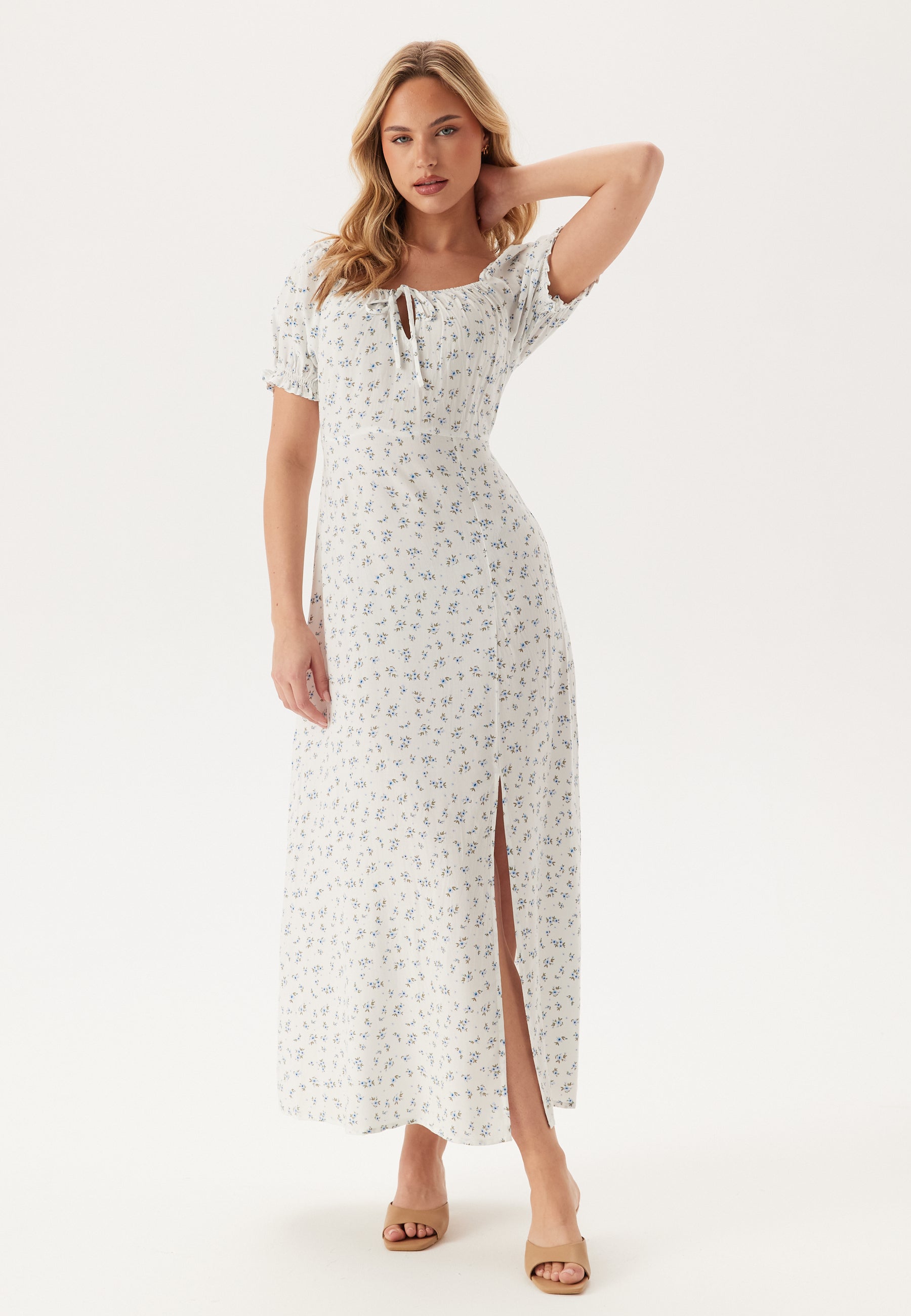 BUBBLEROOM Front Tie Long Viscose Dress