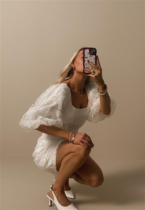 Bubbleroom Occasion Puff Sleeve Embroidered Dress