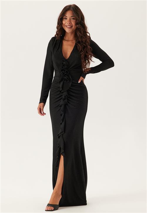 Bubbleroom Occasion Sparkling Low V-neck  Slit Gown