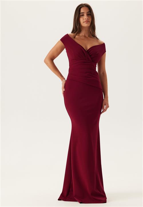 Goddiva Bardot Pleat Maxi Dress