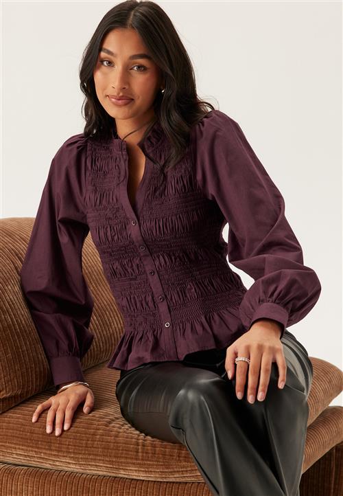 BUBBLEROOM V-neck Cotton Smock Blouse