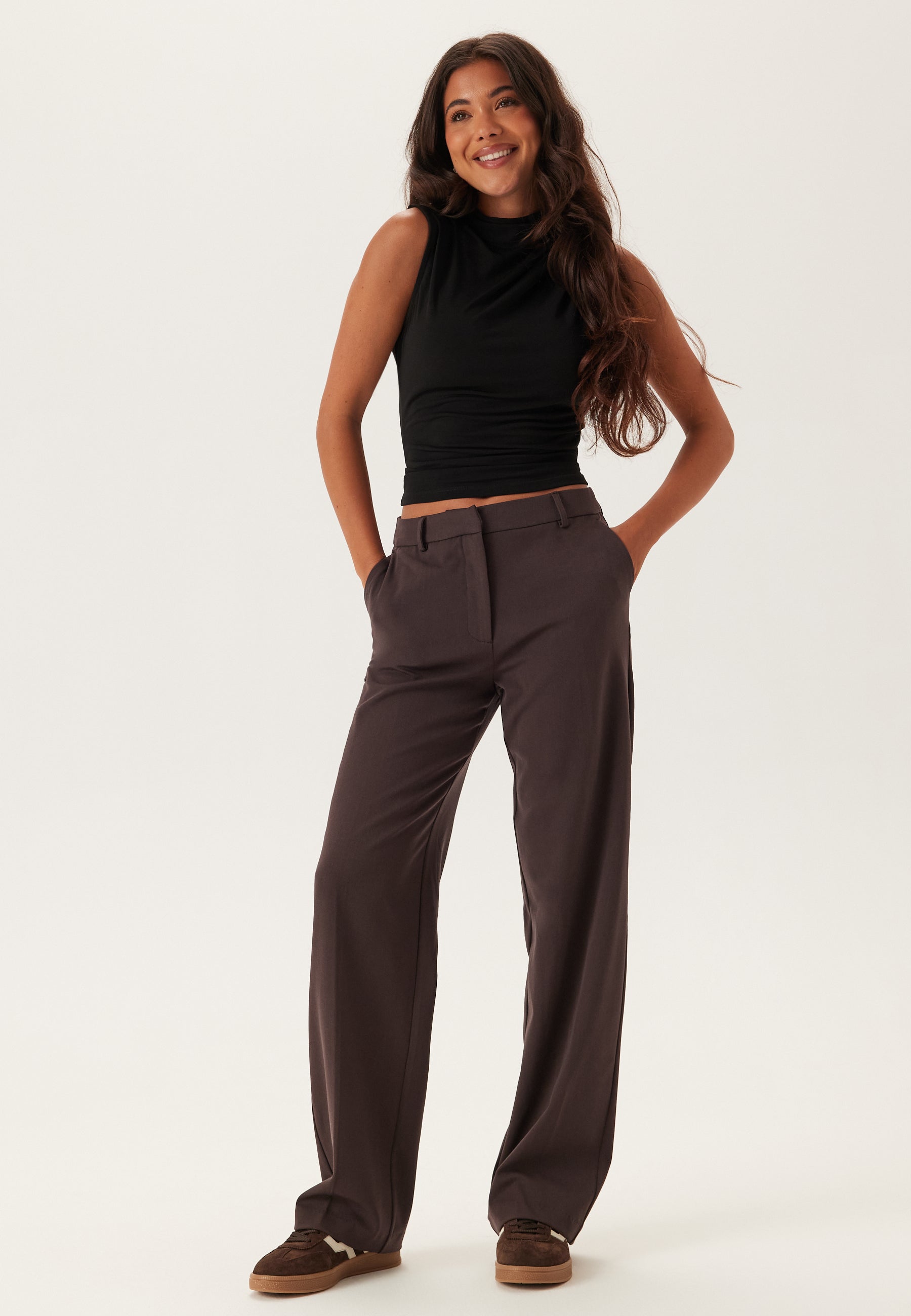 BUBBLEROOM Straight High Waist Suit Trousers