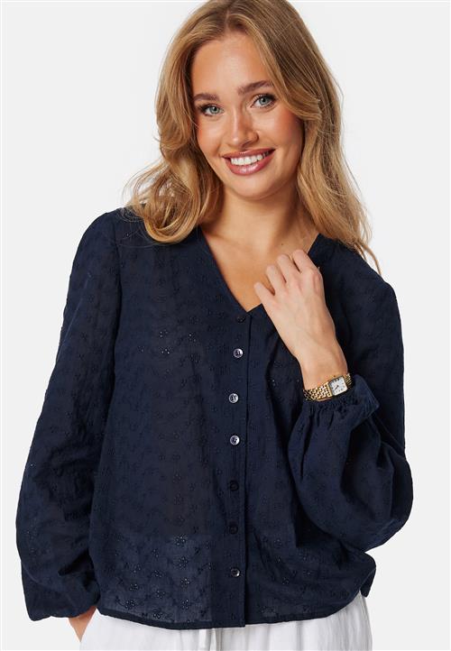 Happy Holly Broderie Anglaise V-Neck Blouse