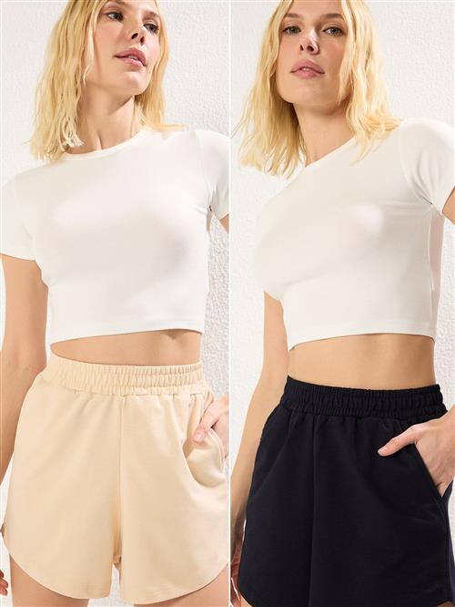 Trendyol Bukser  creme / sort