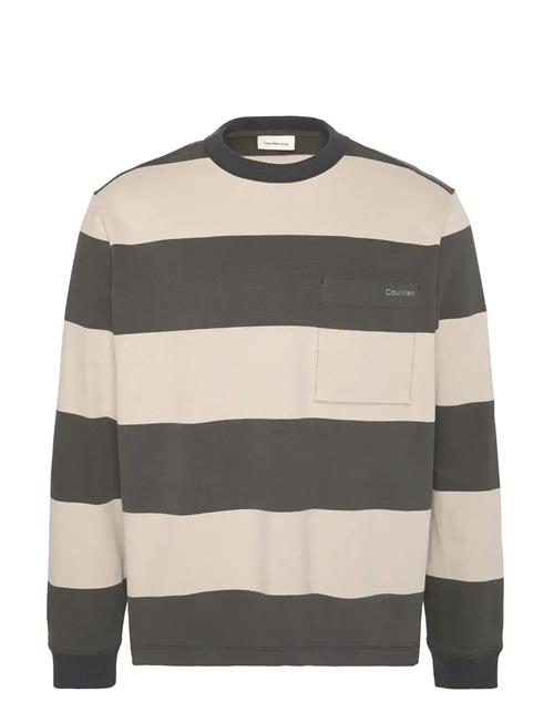 Calvin Klein Jeans | Ls Sueded Stripe Pocket Tee | L