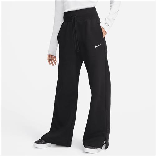 Nike Phoenix Fleece-sweatpants med høj talje og brede ben til kvinder - sort