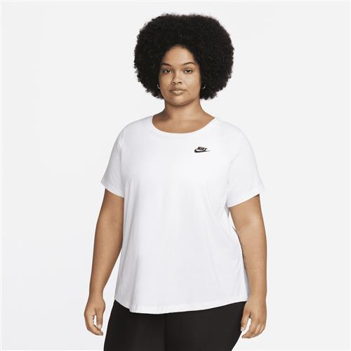 Nike Club Essentials-T-shirt til kvinder (plus size) - hvid