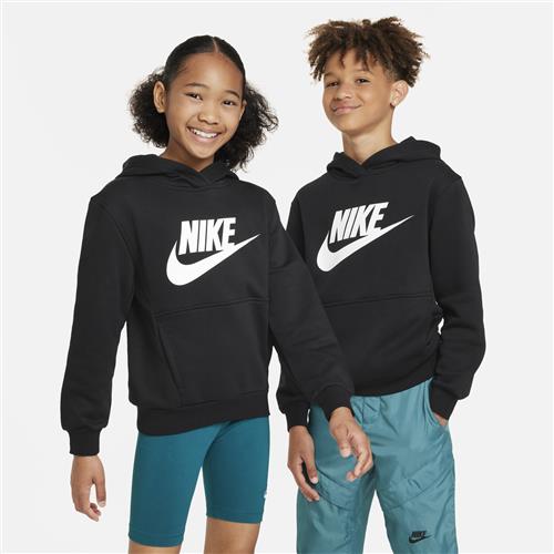 Nike Club Fleece-hættetrøje til større børn - sort