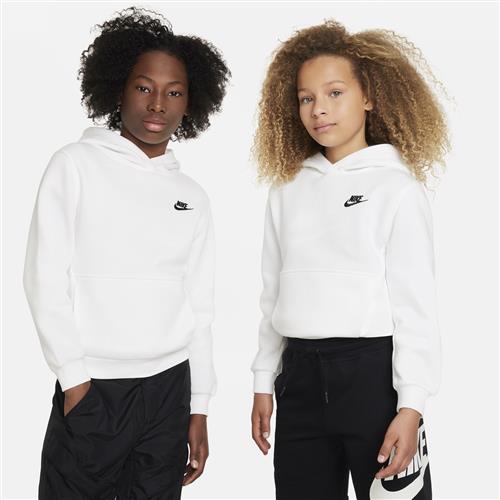 Nike Club Fleece-pullover-hættetrøje til større børn - hvid