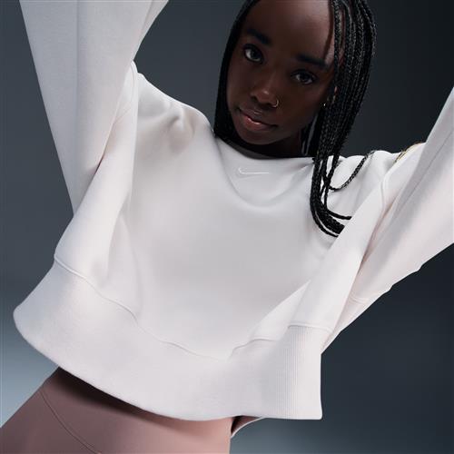 Oversized Nike Phoenix Fleece-sweatshirt med rund hals til kvinder - brun