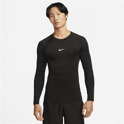 Tætsiddende Nike Pro Dri-FIT-fitnessoverdel med lange ærmer til mænd - sort