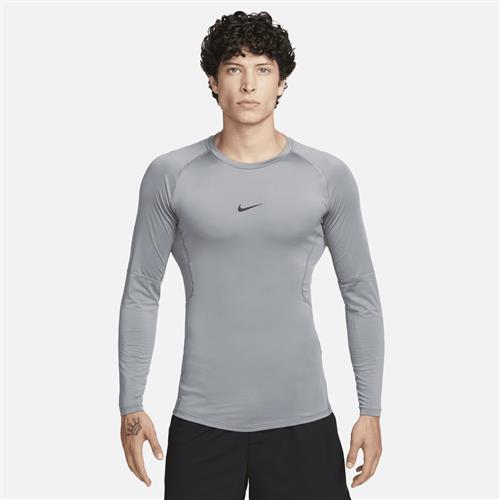 Tætsiddende Nike Pro Dri-FIT-fitnessoverdel med lange ærmer til mænd - grå