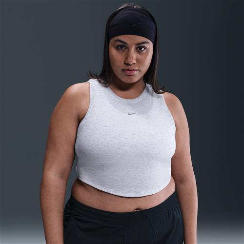 Stram, maskinstrikket Nike Chill-minitanktop med kort snit til kvinder (Plus Size) - brun