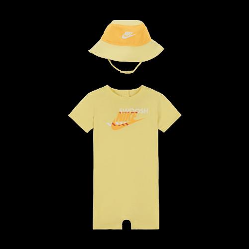 Nike PE-sæt med buksedragt og bøllehat til babyer (12-24 M) - gul