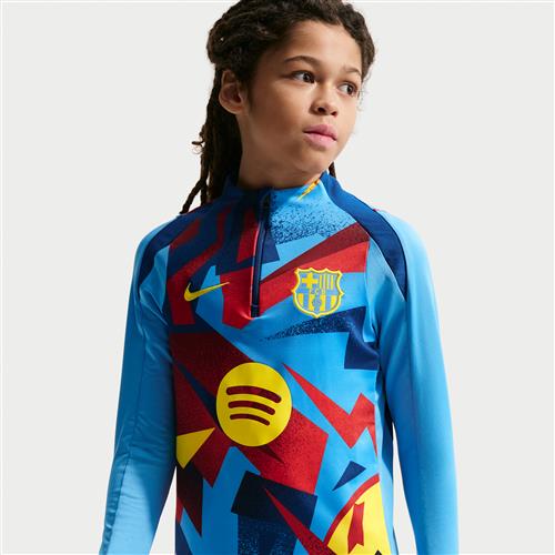 FC Barcelona Strike Fourth Nike Dri-FIT Pre-Match-fodboldtræningstrøje til større børn - blå