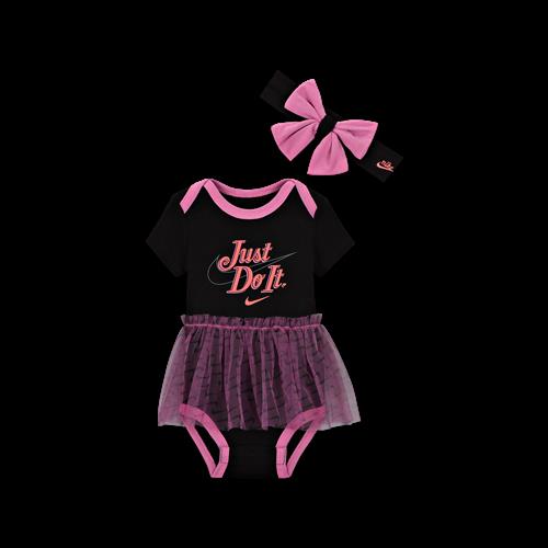 Nike Swooshfetti-Tutu-bodysæt i 2 dele til babyer (0-9 mdr) i æske - sort