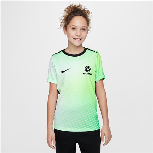 Australia Academy Pro Nike-opvarmningstrøje til fodbold med korte ærmer til større børn - grøn