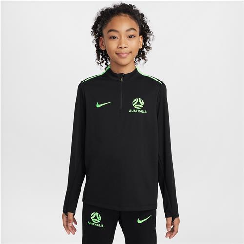 Maskinstrikkede Australia Academy Pro Nike Dri-FIT-fodboldtræningstrøje til større børn - sort