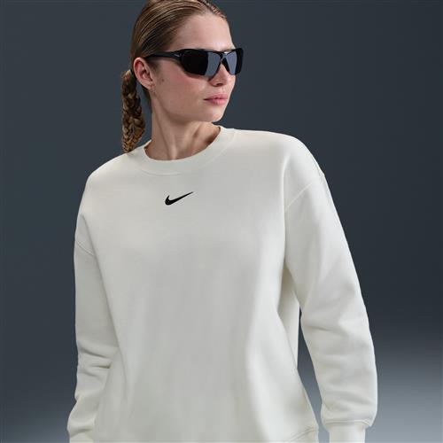 Oversized Nike Phoenix Fleece-sweatshirt med rund hals til kvinder - hvid