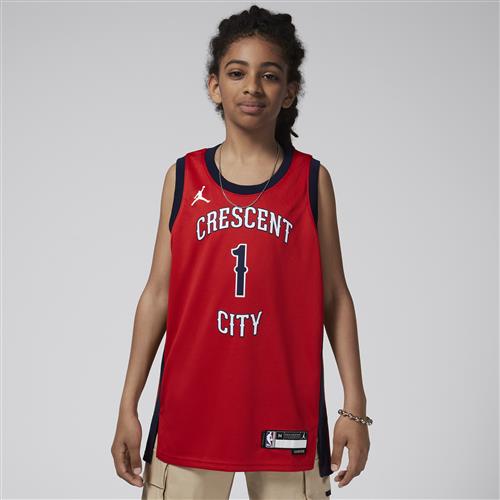 Zion Williamson New Orleans Pelicans 2023/24 Statement Edition Jordan Dri-FIT NBA Swingman-spillertrøje til større børn - rød