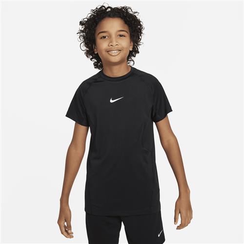 Nike Pro Dri-FIT-overdel med korte ærmer til større børn (drenge) - sort
