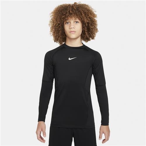 Langærmet Nike Pro Dri-FIT-overdel til større børn (drenge) - sort