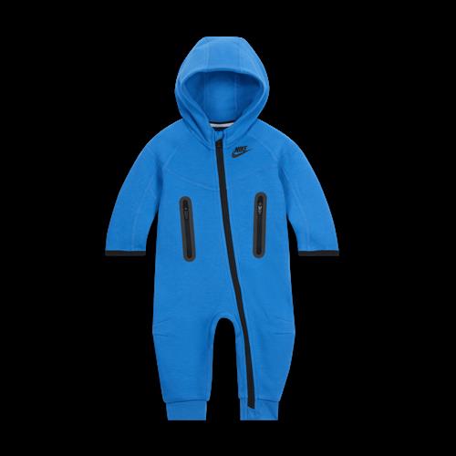 Nike Tech Fleece-heldragt med hætte til babyer - blå