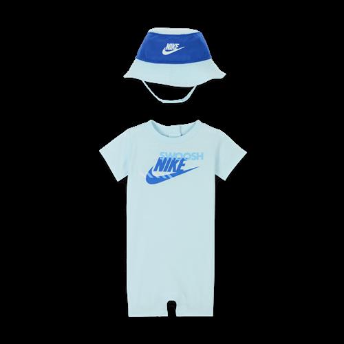 Nike PE-sæt med buksedragt og bøllehat til babyer (0-9 M) - blå