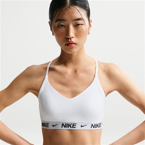 Justerbar Nike Indy-sports-bh med indlæg og let støtte til kvinder - hvid