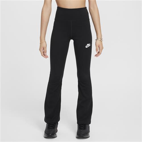 Højtaljede Nike Classic-leggings med svaj til piger - sort