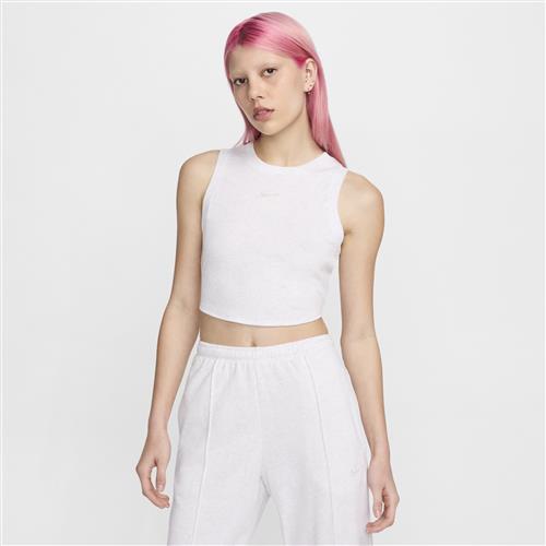 Stram, maskinstrikket Nike Chill-mini-tanktop med kort snit til kvinder - brun