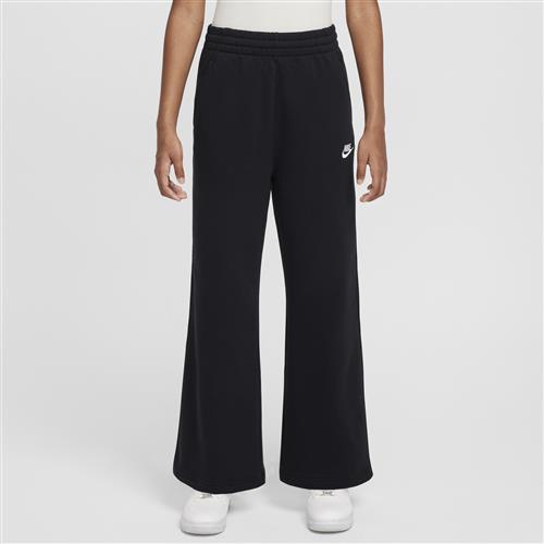 Nike Club Fleece-bukser med brede ben til piger - sort