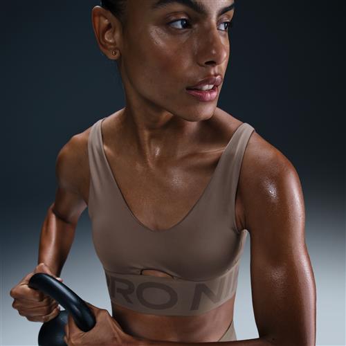 Nike Pro Indy Plunge-sports-bh med medium støtte og indlæg til kvinder - brun