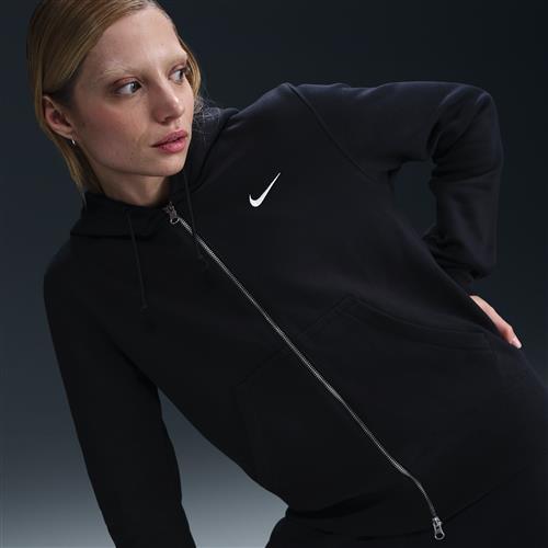Nike Phoenix Fleece-hættetrøje med fuld lynlås til kvinder - sort