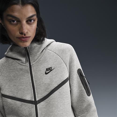 Nike Tech Fleece Windrunner-hættetrøje med lynlås til kvinder - grå