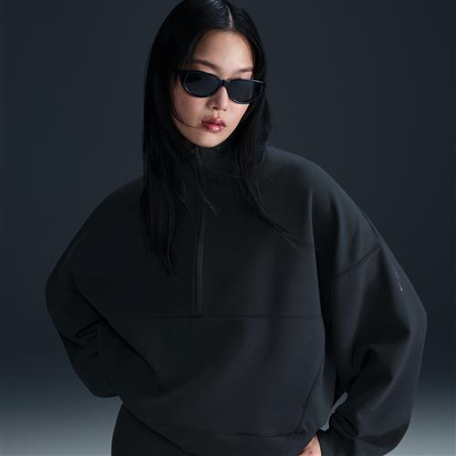 Oversized Nike 24.7 ImpossiblySoft Dri-FIT-trøje med 1/2 lynlås til kvinder - sort